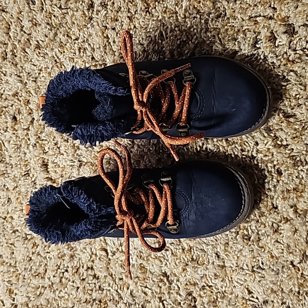 Cat & Jack size 7 & 11 blue & orange suede boots... like new!